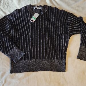 DKNY black and silver shine sweater NWT size Large